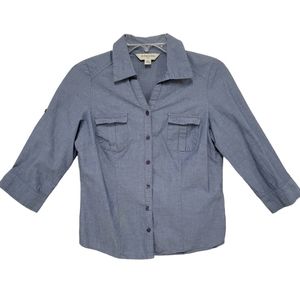 St. John's Bay women's button down shirt rolltab sleeves pockets Petite Small